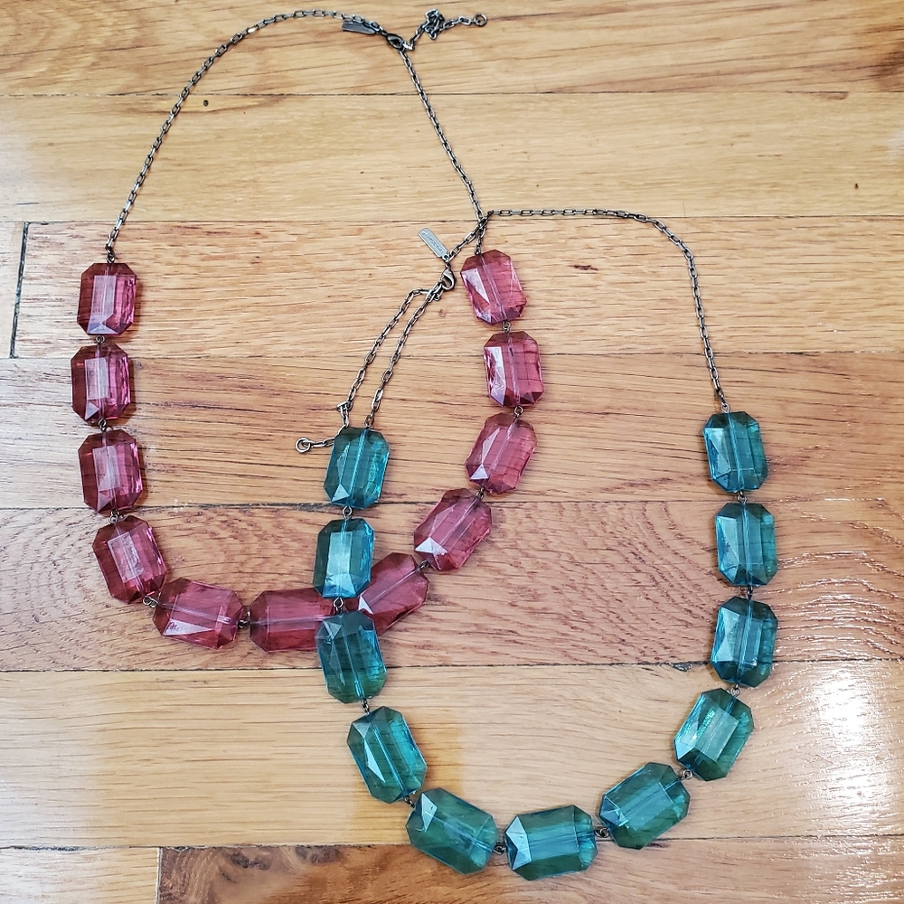 Pink And Blue Gemstone Necklace Bundle